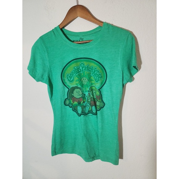 Kill Your Culture Tops - Kill Your Culture Cannabis Patch Kids Graphic Tee Green Heather Large   175